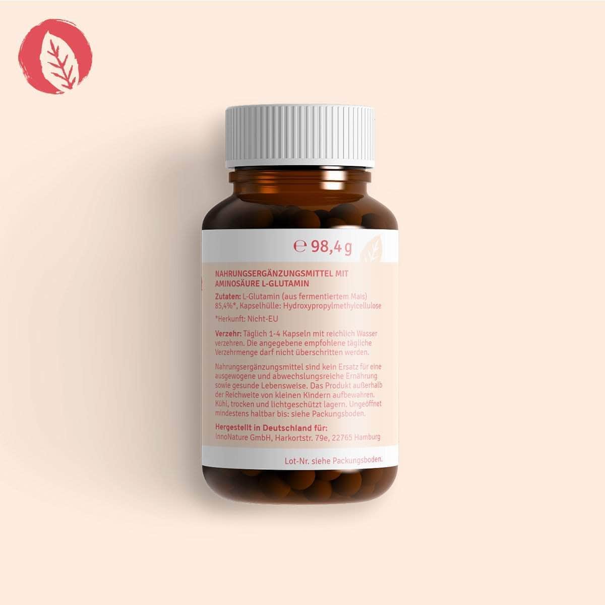 InnoNature Kapseln L-Glutamin: Aminosäure aus fermentiertem Mais