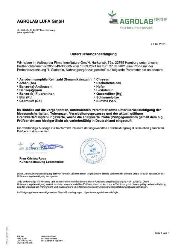 InnoNature Kapseln L-Glutamin: Aminosäure aus fermentiertem Mais