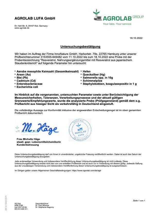 InnoNature Kapseln Trans-Resveratrol aus japanischem Staudenknöterich