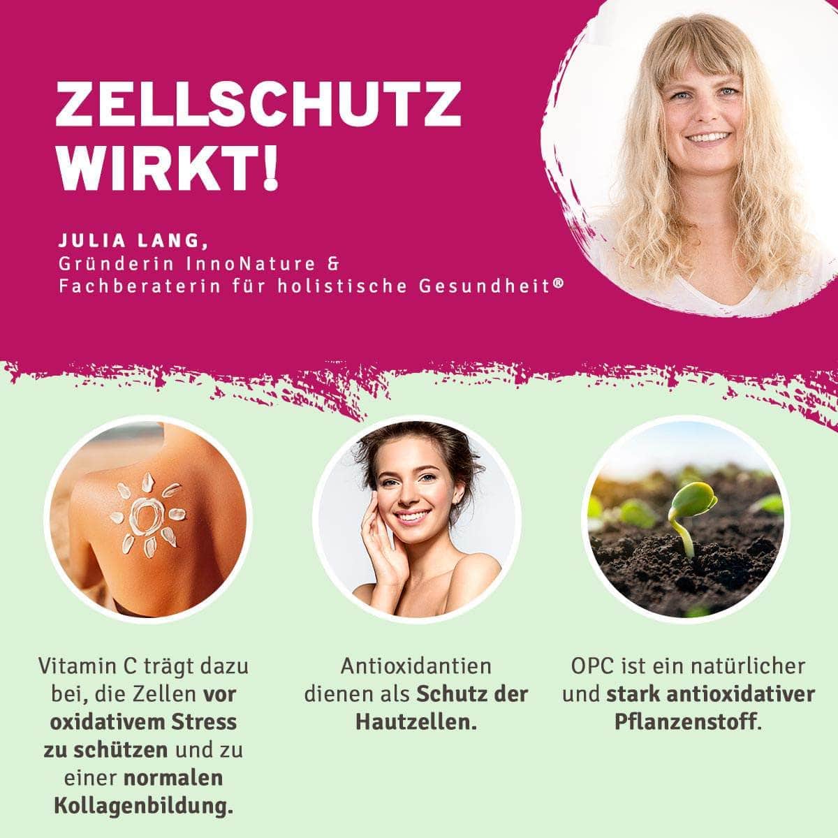 InnoNature Kapseln Zellschutz Kapseln: Trans-Resveratrol + OPC + L-Glutathion + Hagebutte + Citrus Bioflavonoide