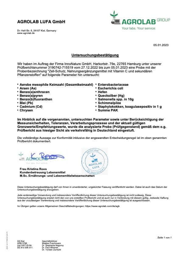InnoNature Kapseln Zellschutz Kapseln: Trans-Resveratrol + OPC + L-Glutathion + Hagebutte + Citrus-Bioflavonoide
