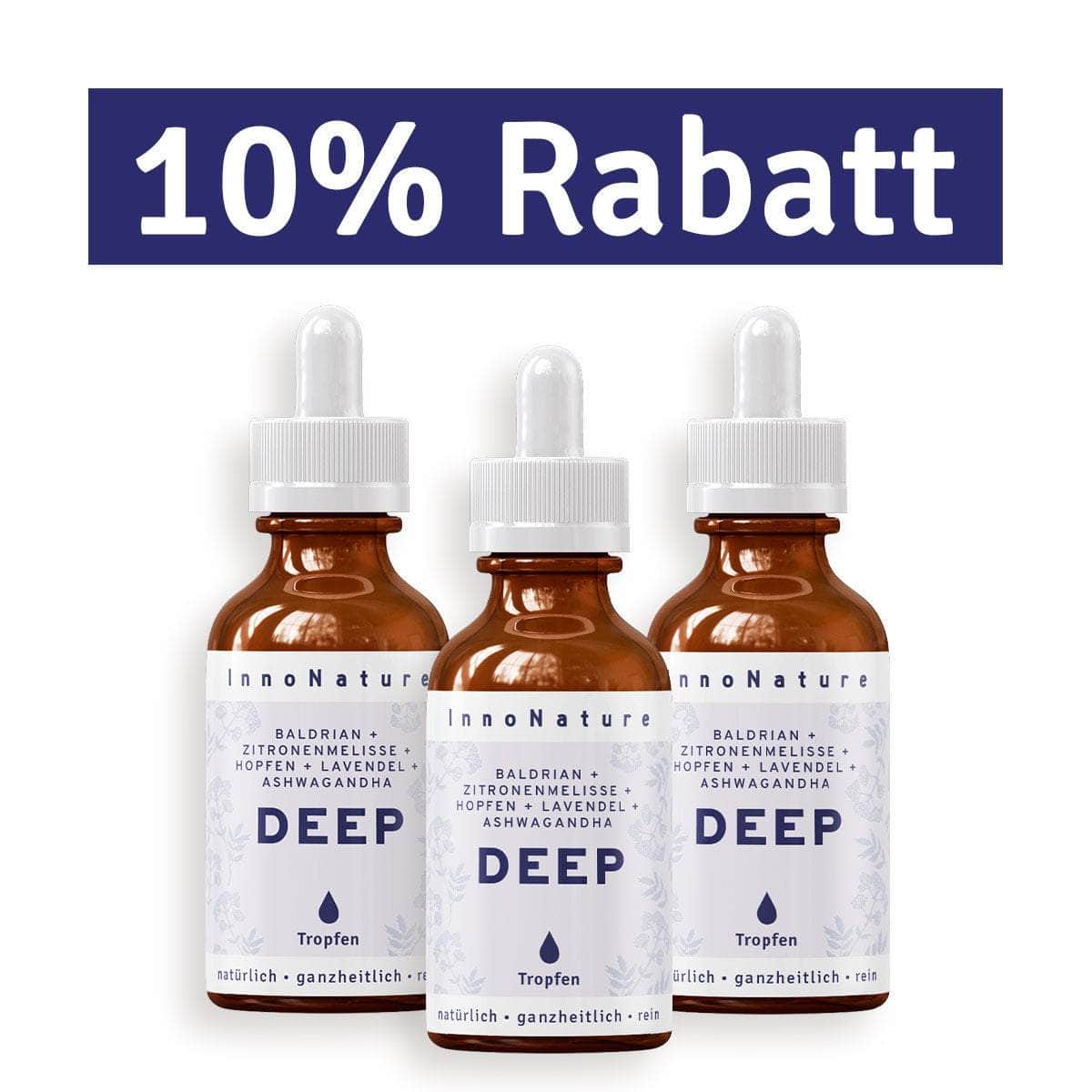 InnoNature Tropfen 3x30ml Deep Tropfen: Baldrian, Lemon Verbena, Hopfen, Lavendel