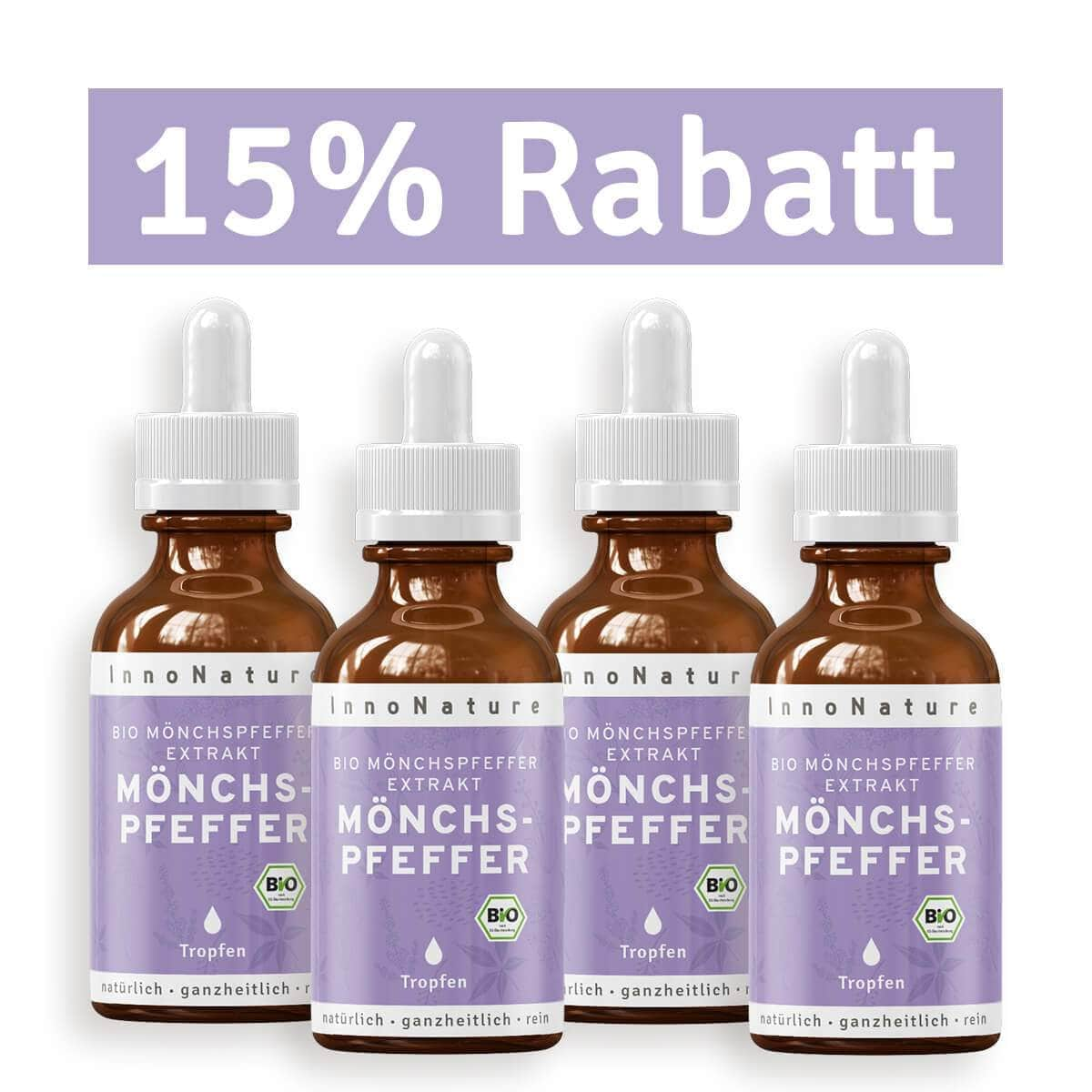 InnoNature Tropfen 4x36ml Bio Mönchspfeffer Extrakt Tropfen