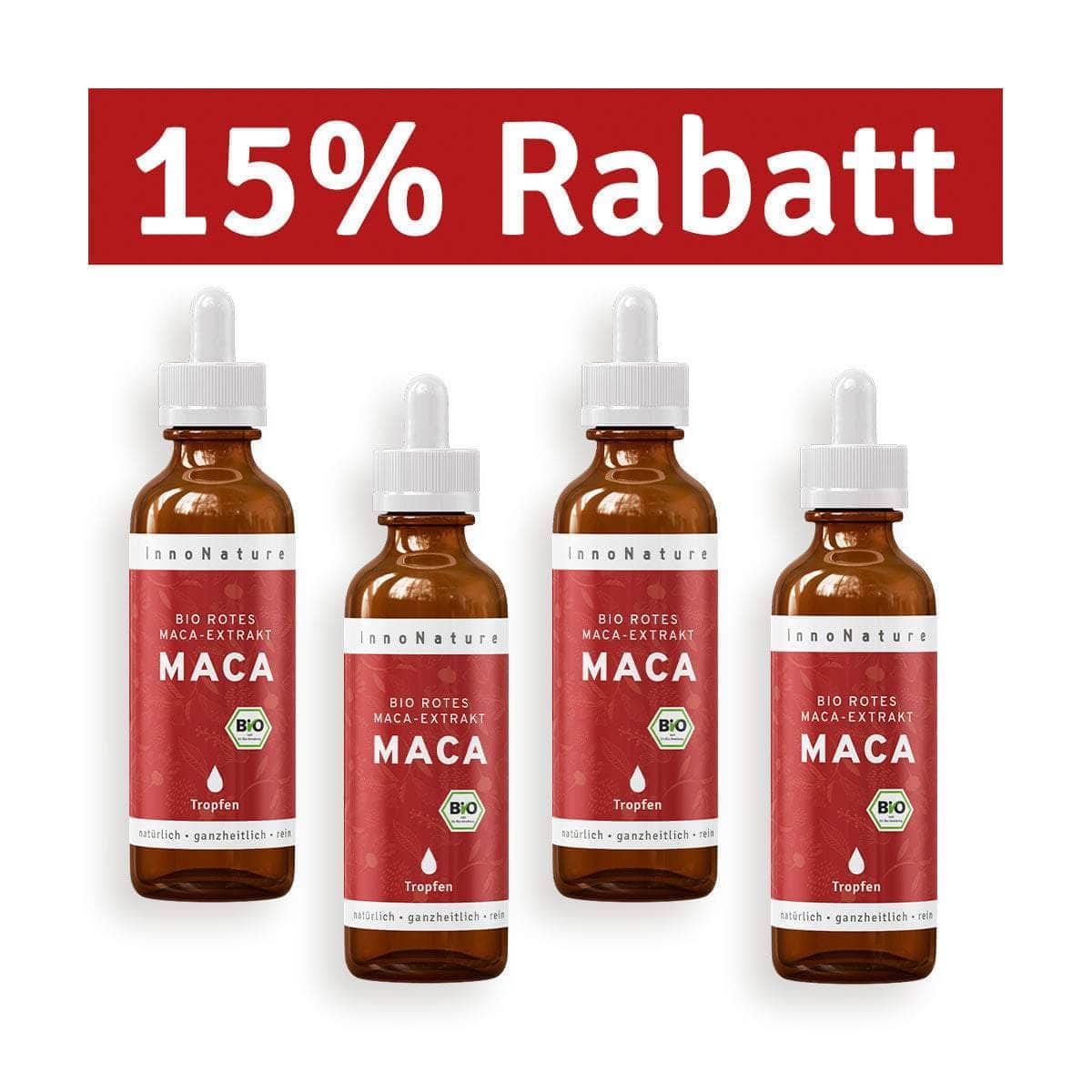 InnoNature Tropfen 4x75ml Bio rotes Maca-Extrakt Tropfen