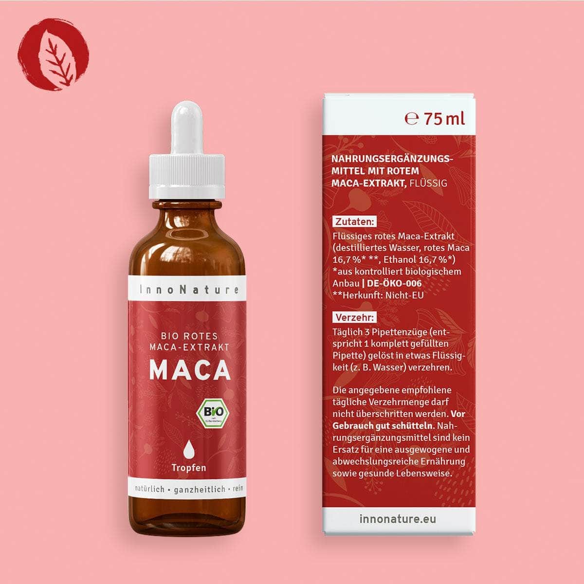 InnoNature Tropfen Bio rotes Maca-Extrakt Tropfen