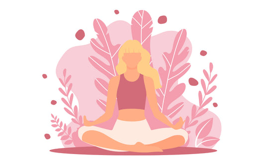 Illustration einer Frau im Schneidersitz während der Meditation.