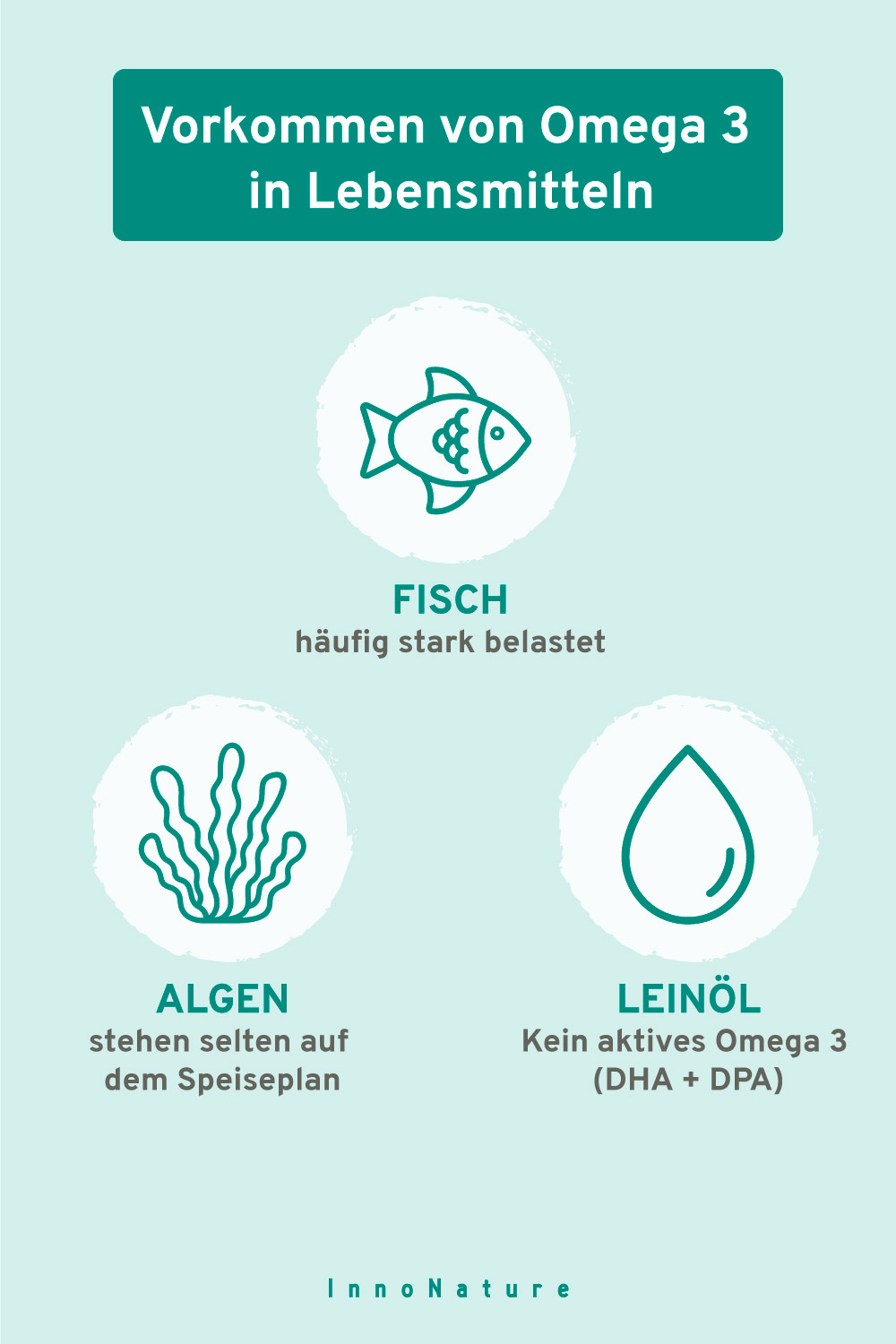 Grafik mit Lebensmitteln, die Omega 3 enthalten