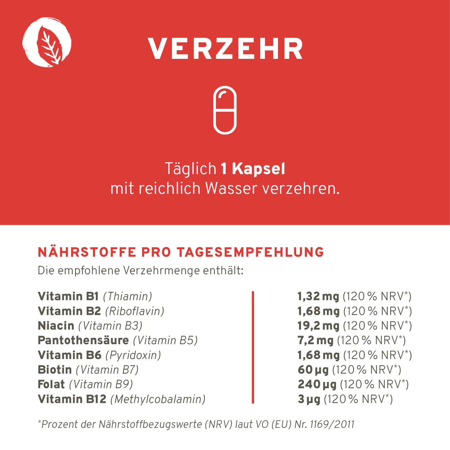 Natürliche Vitamin B Komplex Kapseln