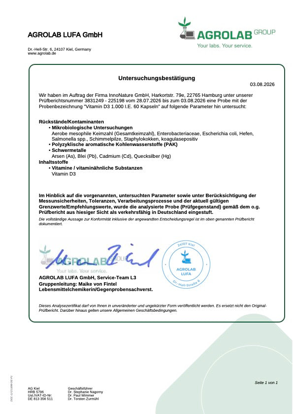 Vitamin D3 1.000 I.E. 60 Kapseln