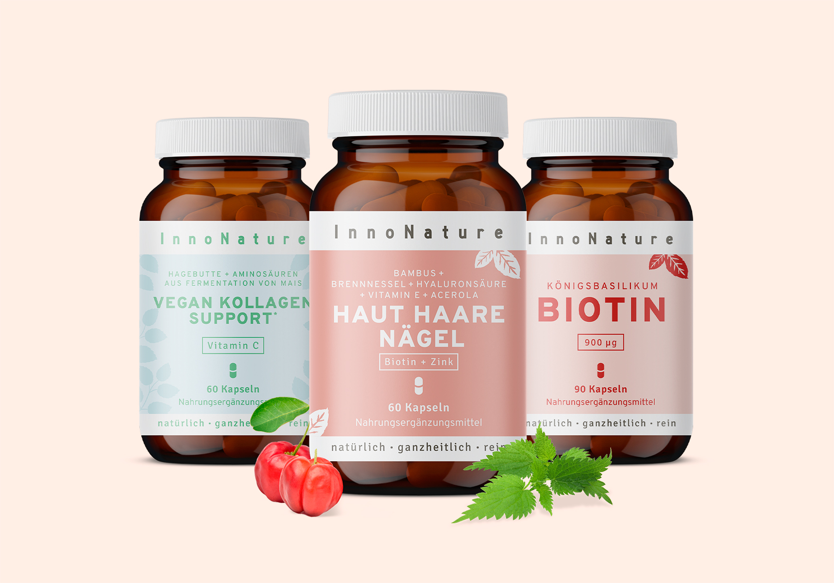 Natürliches Paket mit veganen Produkten gegen einen Mangel