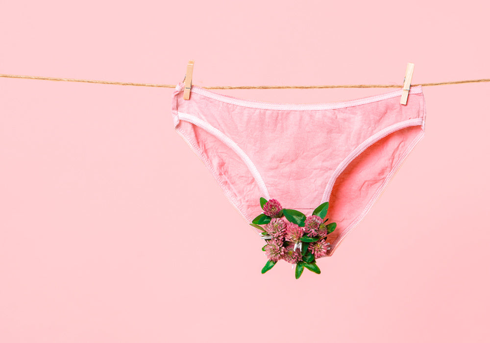 Pinke Unterhose hängt an einer Leine