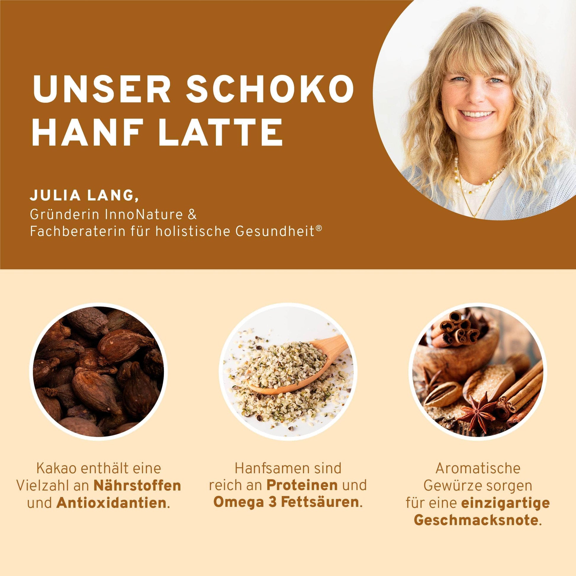 InnoNature Getränkepulver 18g Mini Bio Schoko Hanf Latte