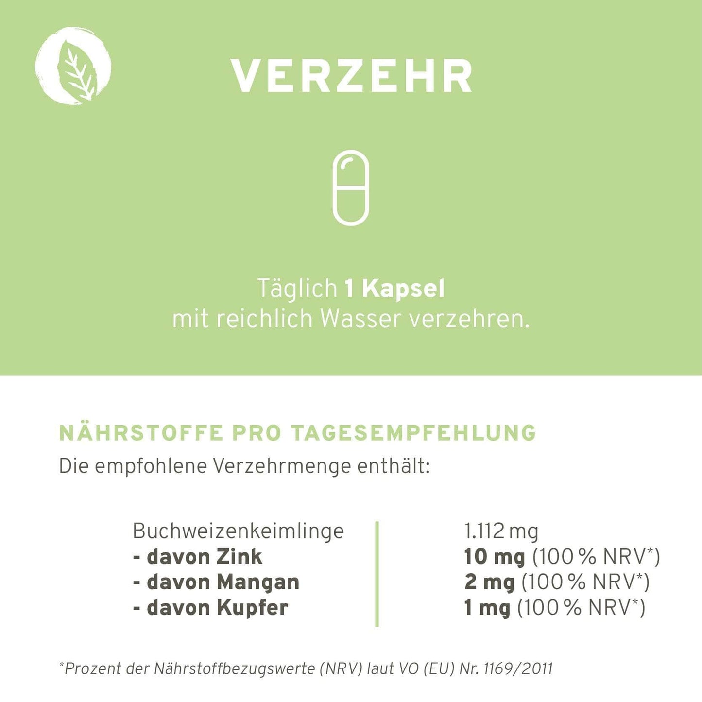 InnoNature Kapseln 1x Monatsvorrat (60 Kapseln) Zink + Kupfer + Mangan 60 Kapseln