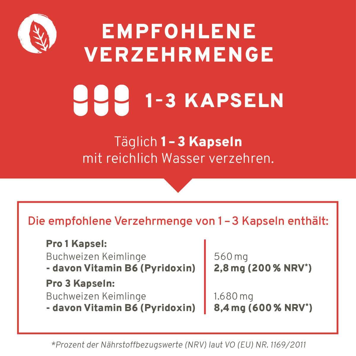 InnoNature Kapseln Vitamin B6 Kapseln: Buchweizen Keimlinge