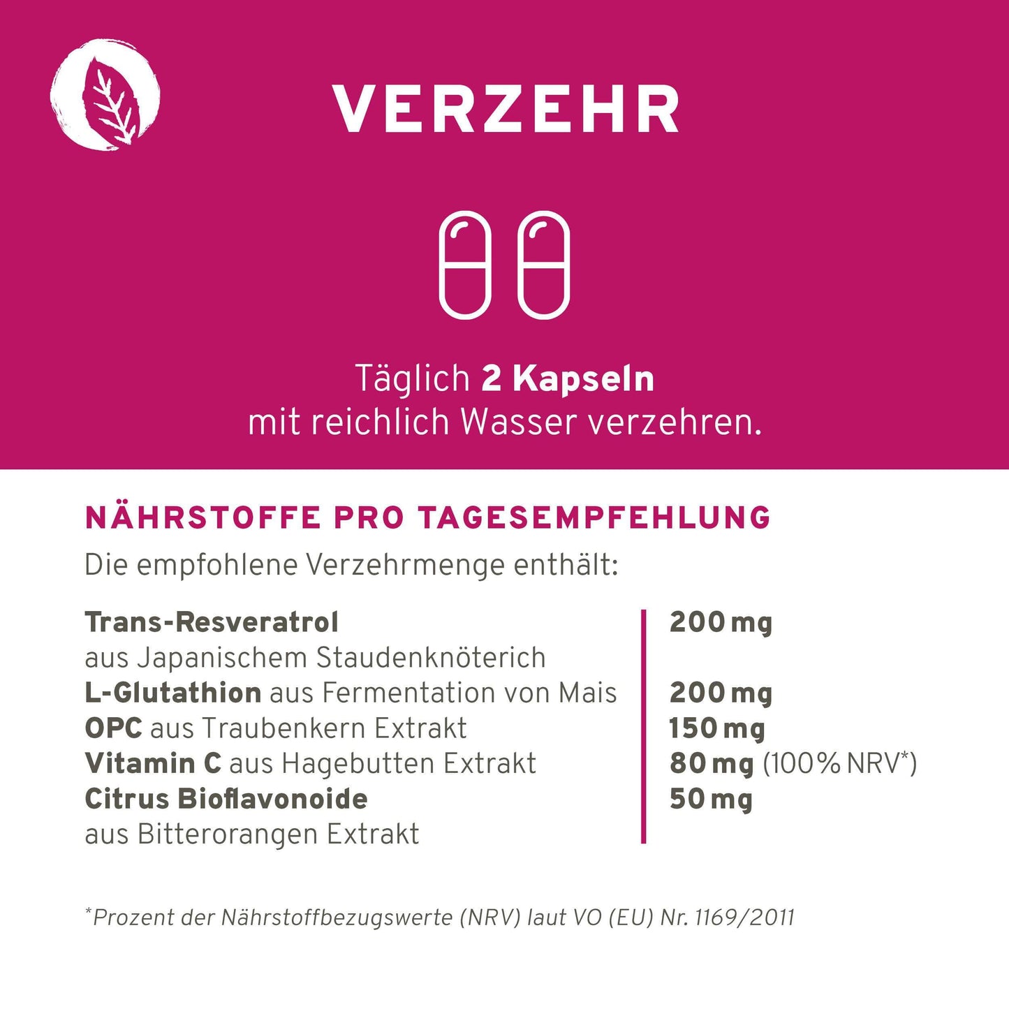 InnoNature Kapseln Zellschutz Kapseln:  Trans-Resveratrol + OPC + L-Glutathion + Hagebutte + Citrus-Bioflavonoide
