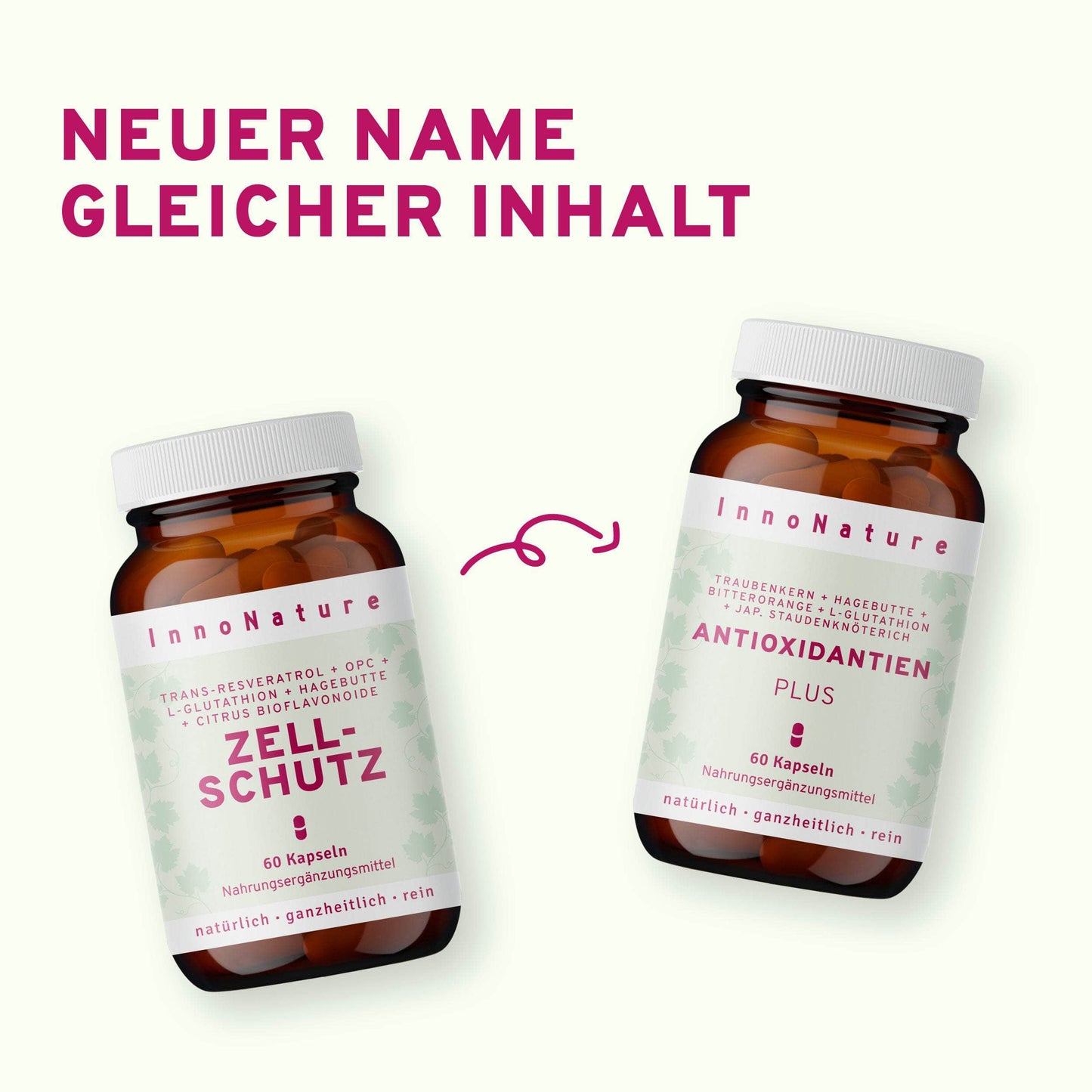 InnoNature Kapseln Zellschutz Kapseln:  Trans-Resveratrol + OPC + L-Glutathion + Hagebutte + Citrus-Bioflavonoide