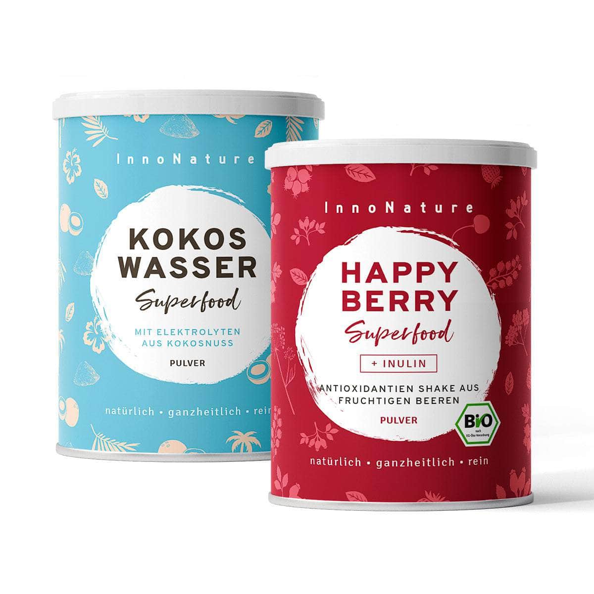 InnoNature Pakete 1x Vorrat (1x Happy Berry, 1x Kokoswasser) Happy-Summer-Set: Happy Berry und Kokoswasser