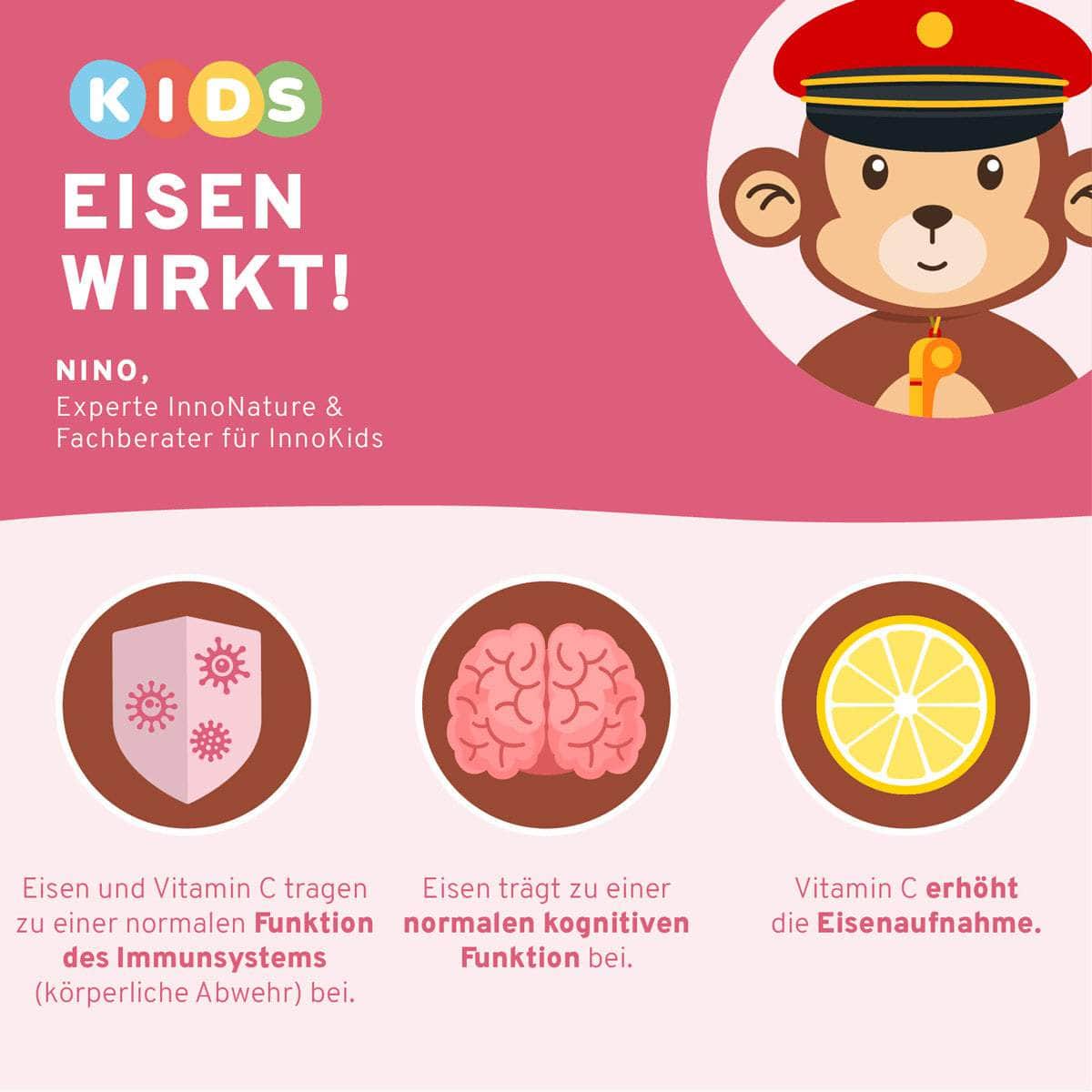 InnoNature Pakete 1x Vorrat (1x Omega 3 Kids, 1x Eisen Kids, 1x Immun Kids, 1x Vitamin B12 Kids) Lernstark-Kids-Paket