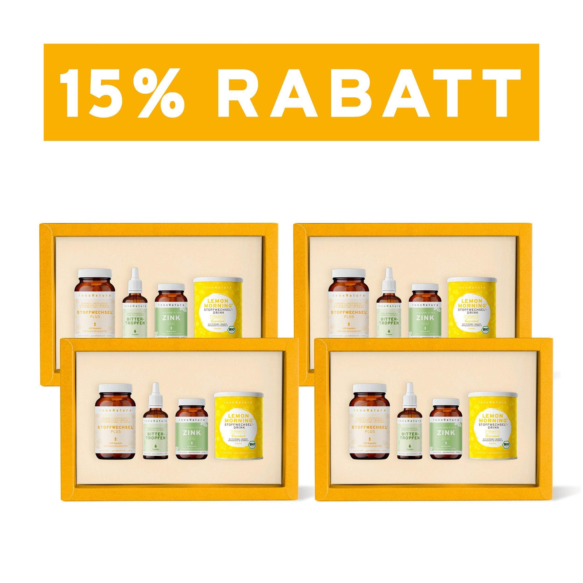 InnoNature Pakete 4 x Stoffwechselbox (4x Monatsvorrat) Stoffwechsel-Box