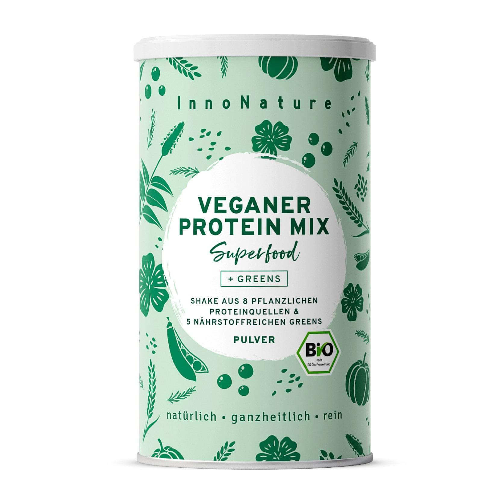 InnoNature Pulver 1x 450g (30 Portionen) Bio Veganer Protein Mix Greens