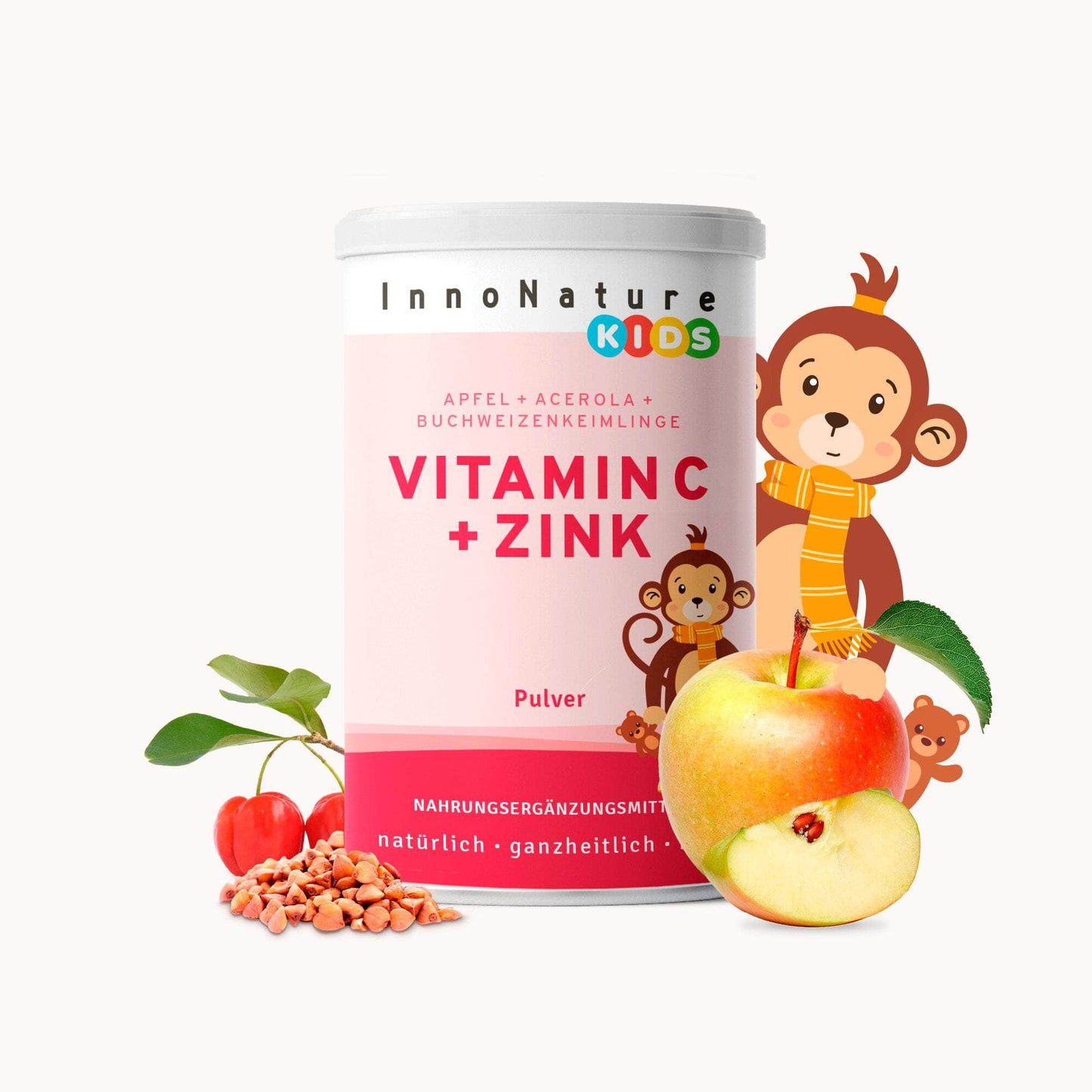 InnoNature Pulver 1x Monatsvorrat (50g) Vitamin C + Zink Kids Pulver