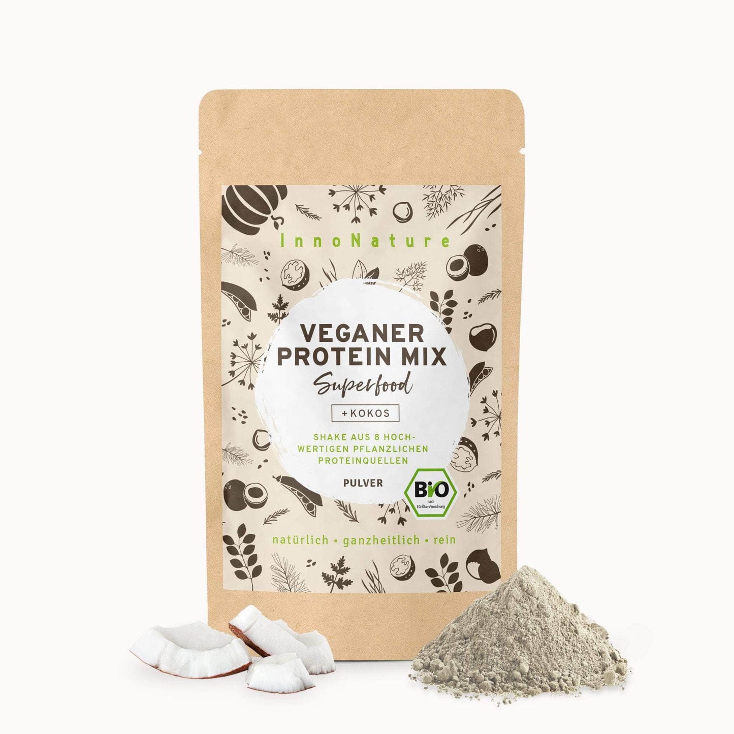 InnoNature Pulver 2 Portionen (30g) Mini Bio Veganer Protein Mix Kokos