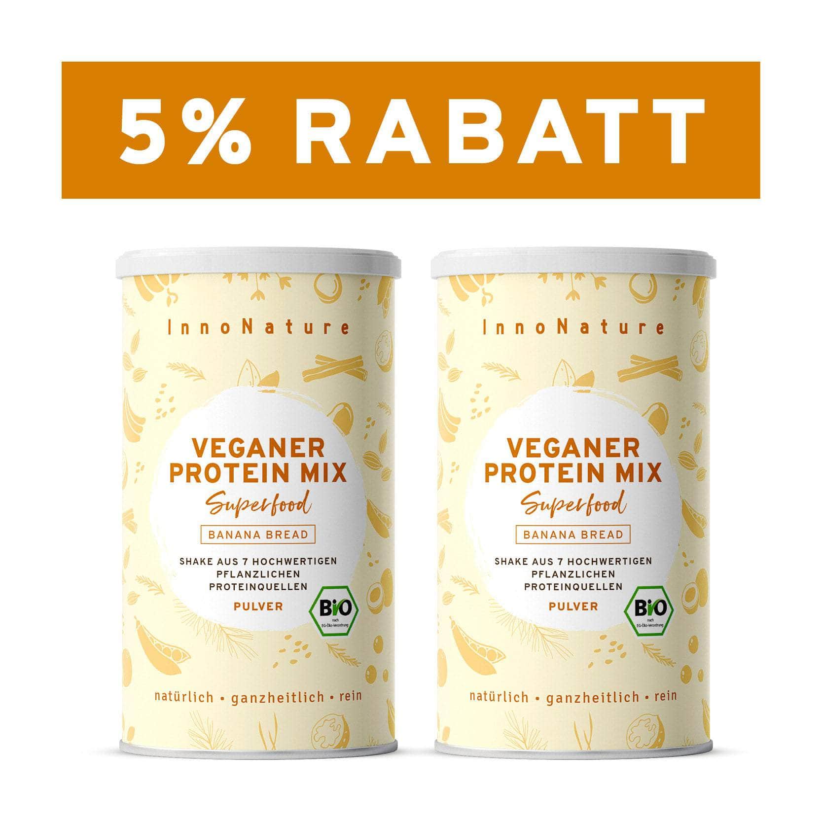 InnoNature Pulver 2x 450g (60 Portionen) Bio Veganer Protein Mix Banana Bread