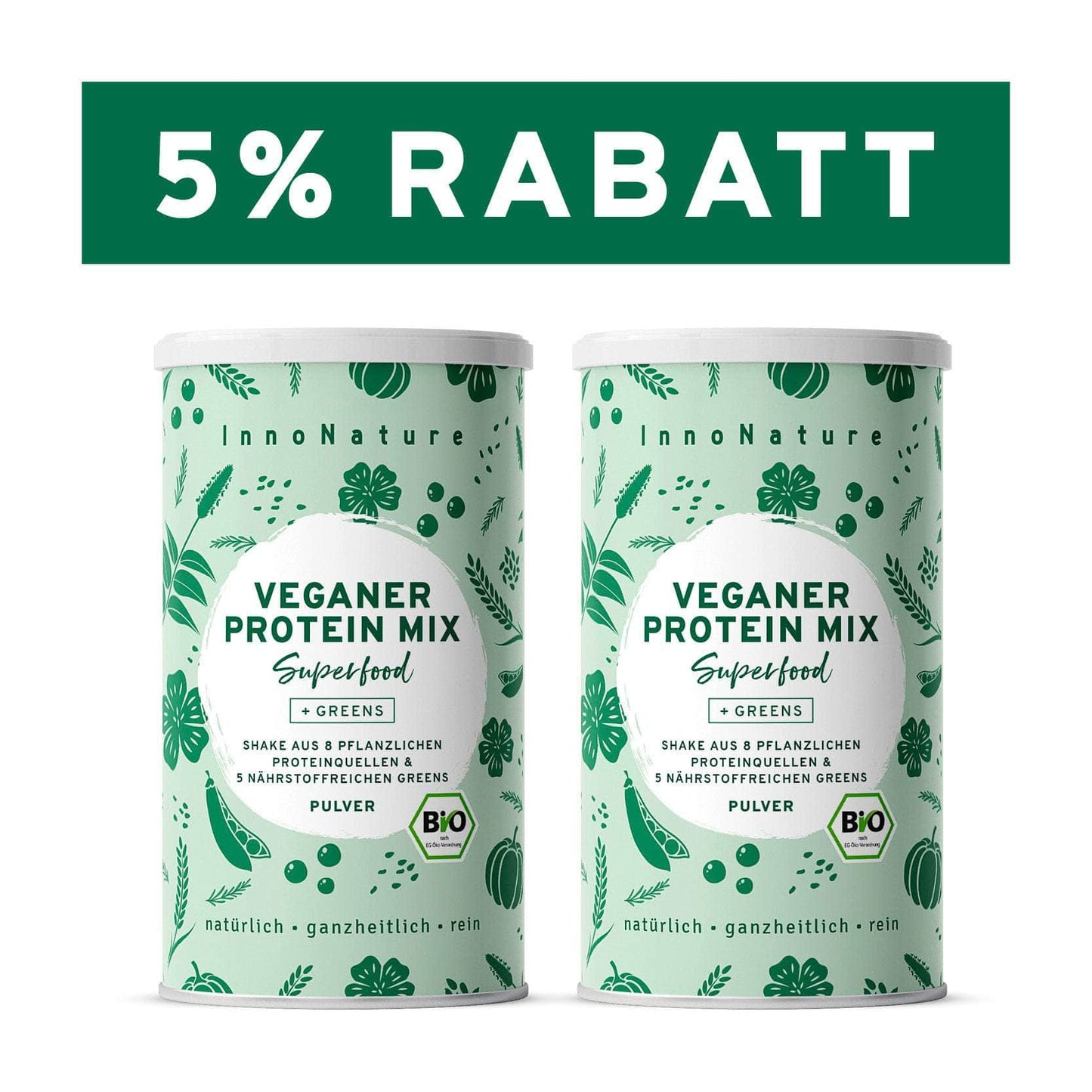 InnoNature Pulver 2x 450g (60 Portionen) Bio Veganer Protein Mix Greens