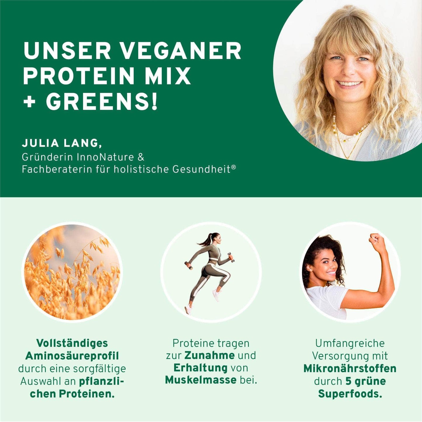 InnoNature Pulver Bio Veganer Protein Mix Greens