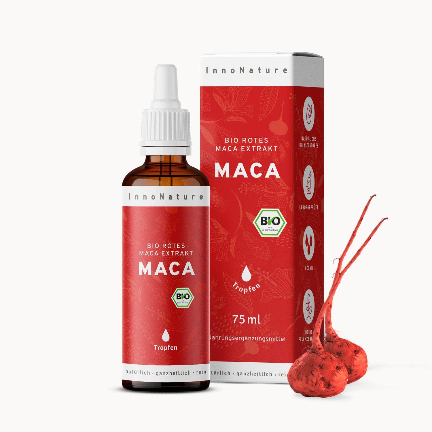 Maca Tropfen, Kapseln & Pulver
