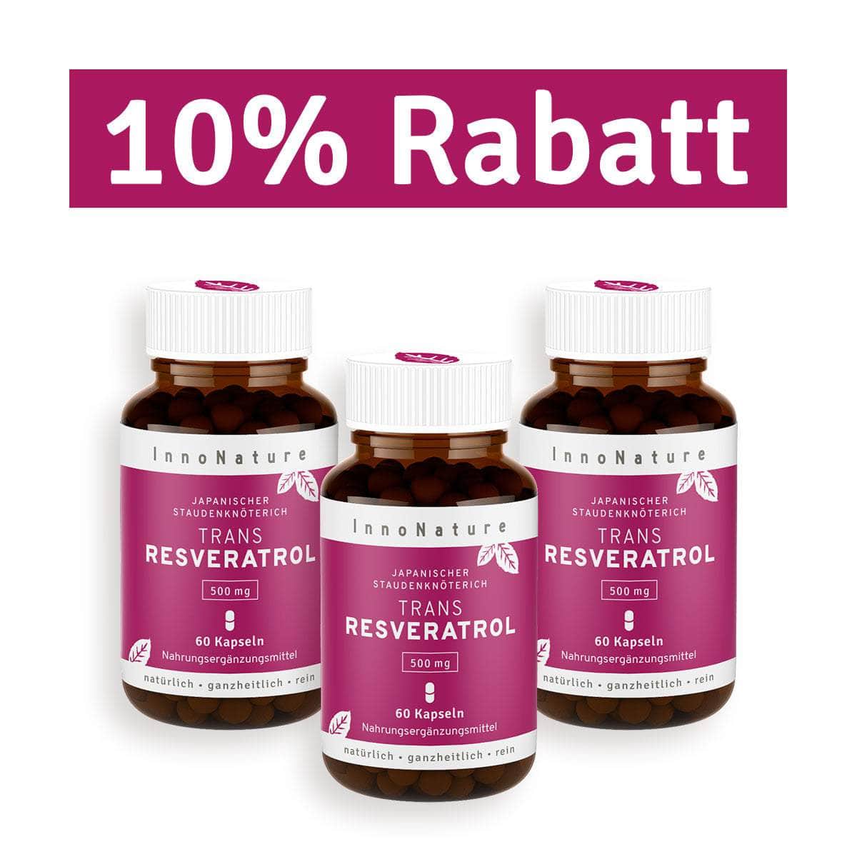InnoNature Kapseln 3x Zweimonatsvorrat (180 Kapseln) Trans-Resveratrol aus japanischem Staudenknöterich