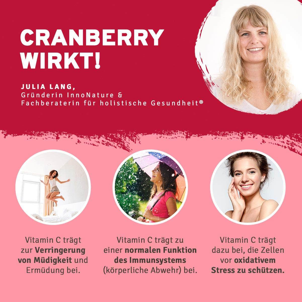 InnoNature Kapseln Cranberry Plus Kapseln: Cranberry + Acerola + Bärentraubenblätter + Kürbiskern + Ingwer