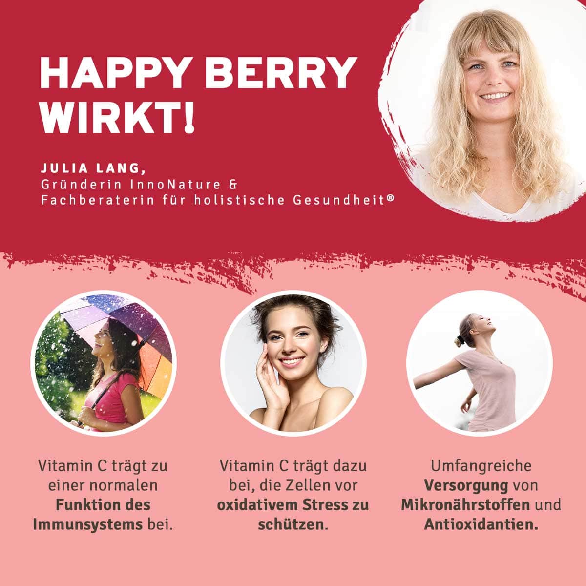 InnoNature Pakete 1x Veganer Protein Mix Schoko, 1x Happy Berry, 1x gratis Messlöffel Shake-Paket