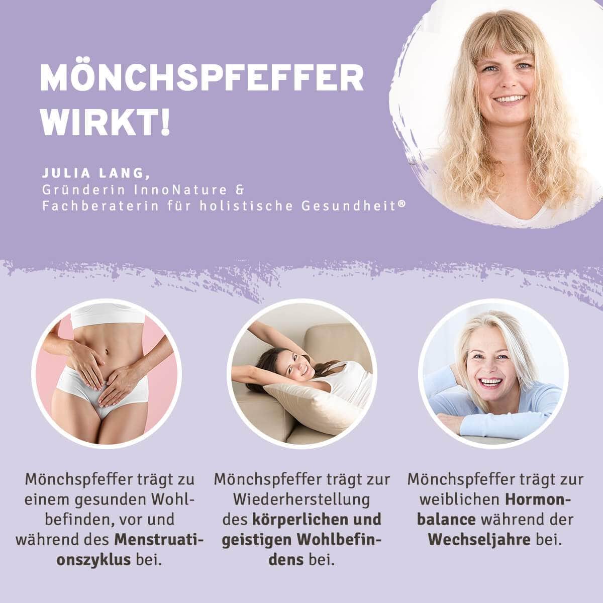 InnoNature Pakete 1x Vorrat (1x Mikrobiom, 1x Vitamin B Komplex, 1x Vitamin D3, 1x Vitamin K2, 1x Mönchspfeffer, 1x Jod+Folsäure, 1x Maca, 1x Eisen) Frauen-Balance-Paket