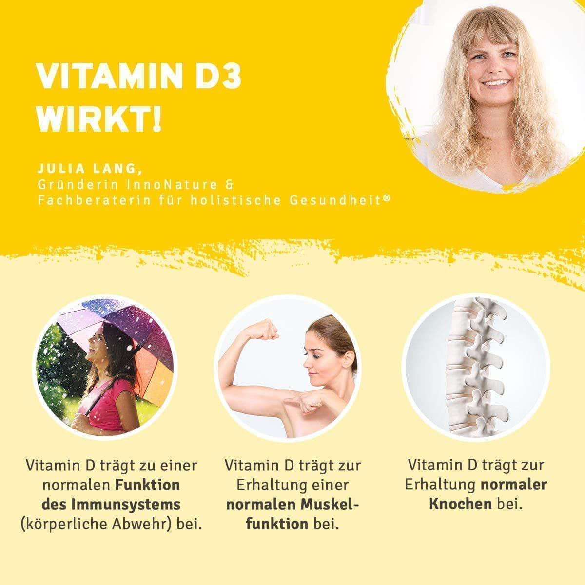 InnoNature Pakete 1x Vorrat (1x Vitamin D3, 1x Eisen, 1x Curcuma, 1x Vitamin K2). Kleines-Wohlfühl-Paket