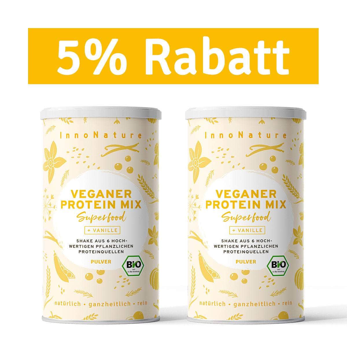 InnoNature Pulver 66 Portionen (2x 500g) Bio Veganer Protein Mix Vanille